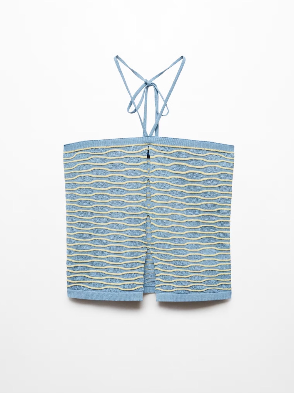 NWT Mango Blue and Yellow Knit Halter Tube Top